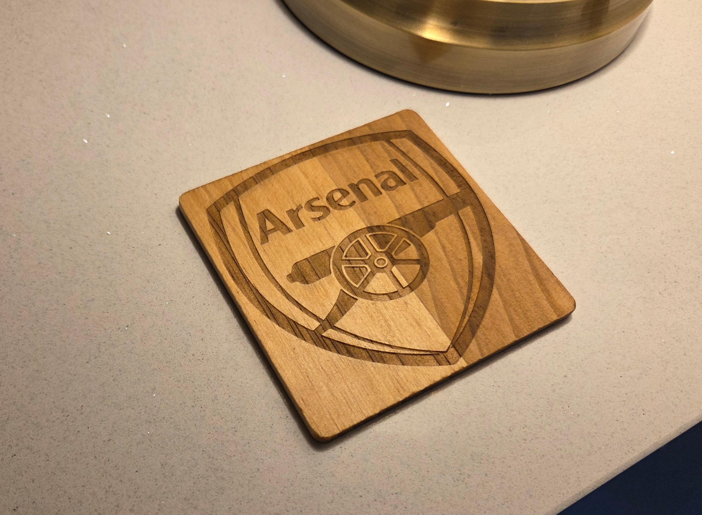 Football Emblem Wooden Engraved Coasters (Set of 4)