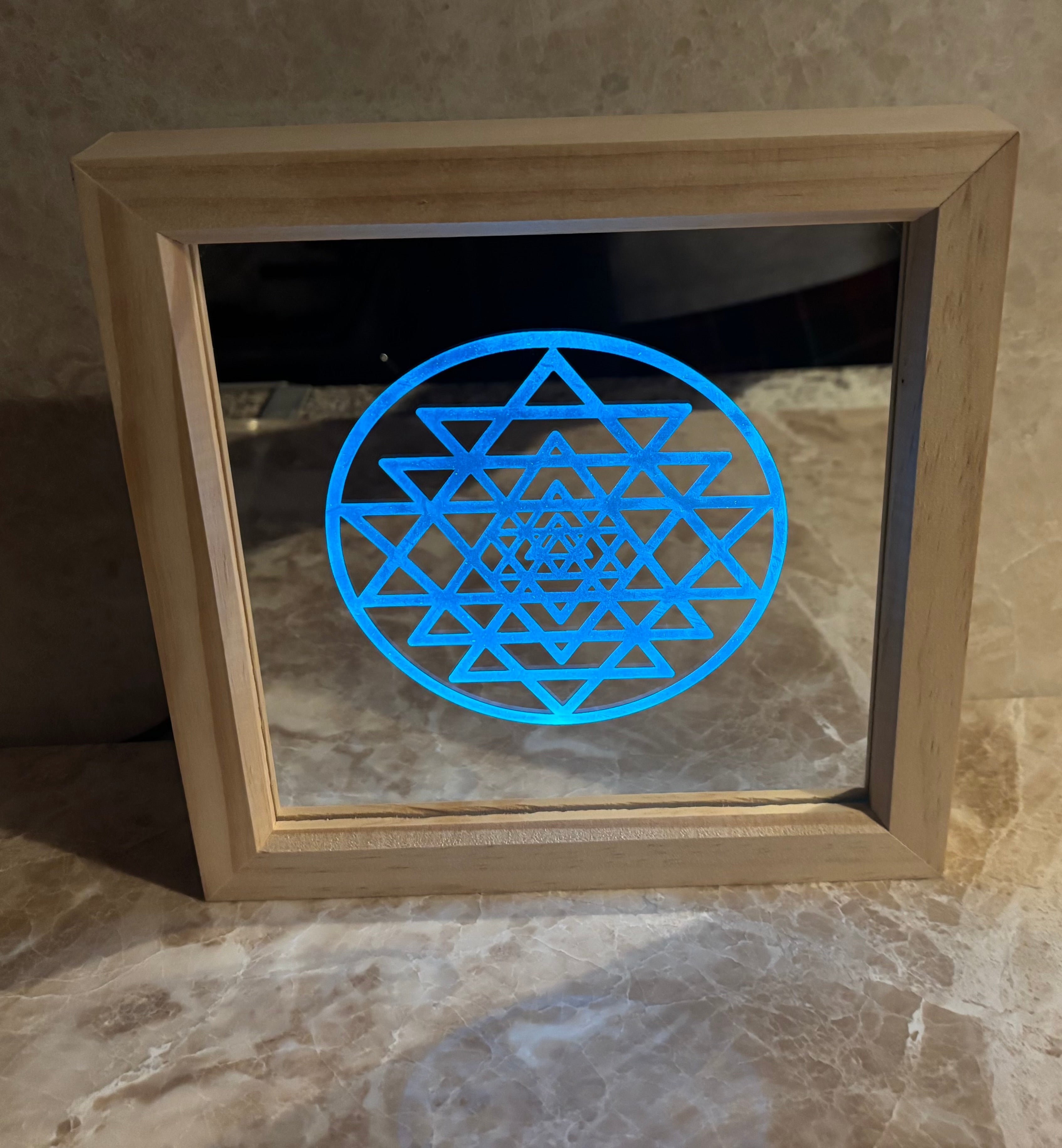 'Inner Light ' Sacred geometry mirror light frame.