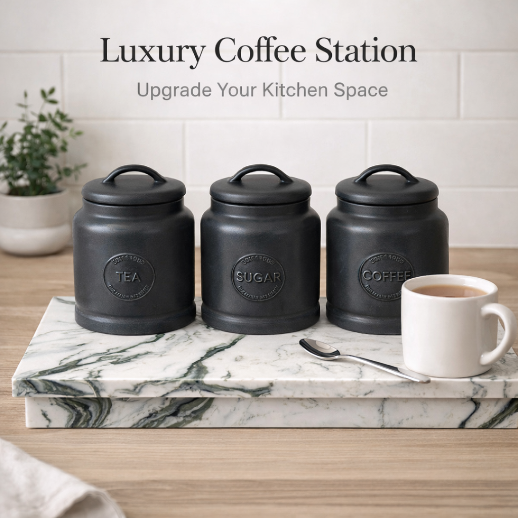 Quartz stone Tea, Coffee and sugar station.