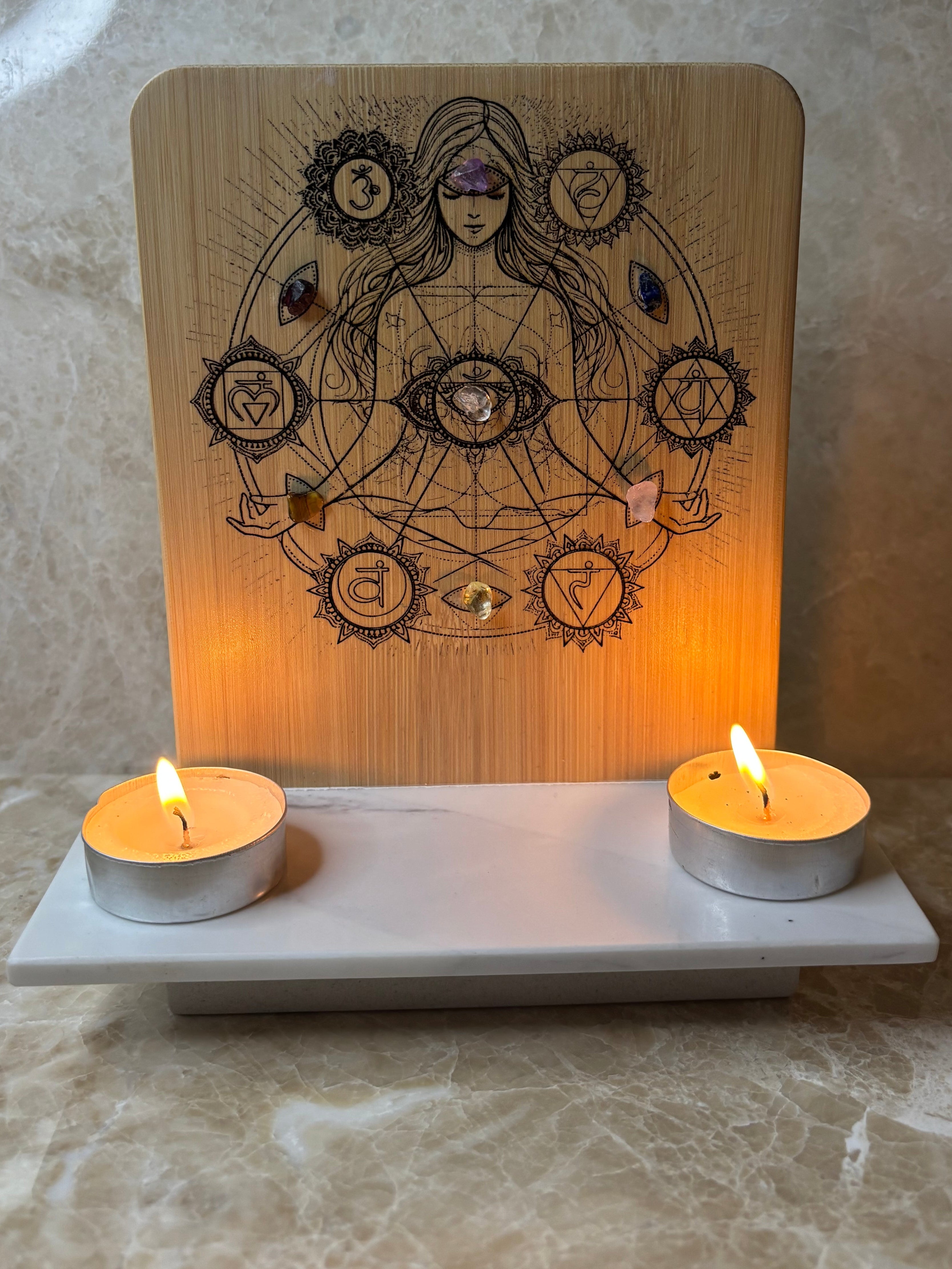 Chakra Altar Decor – 7 Chakra Crystal Display, Spiritual Meditation Altar, Energy Healing Decor UK