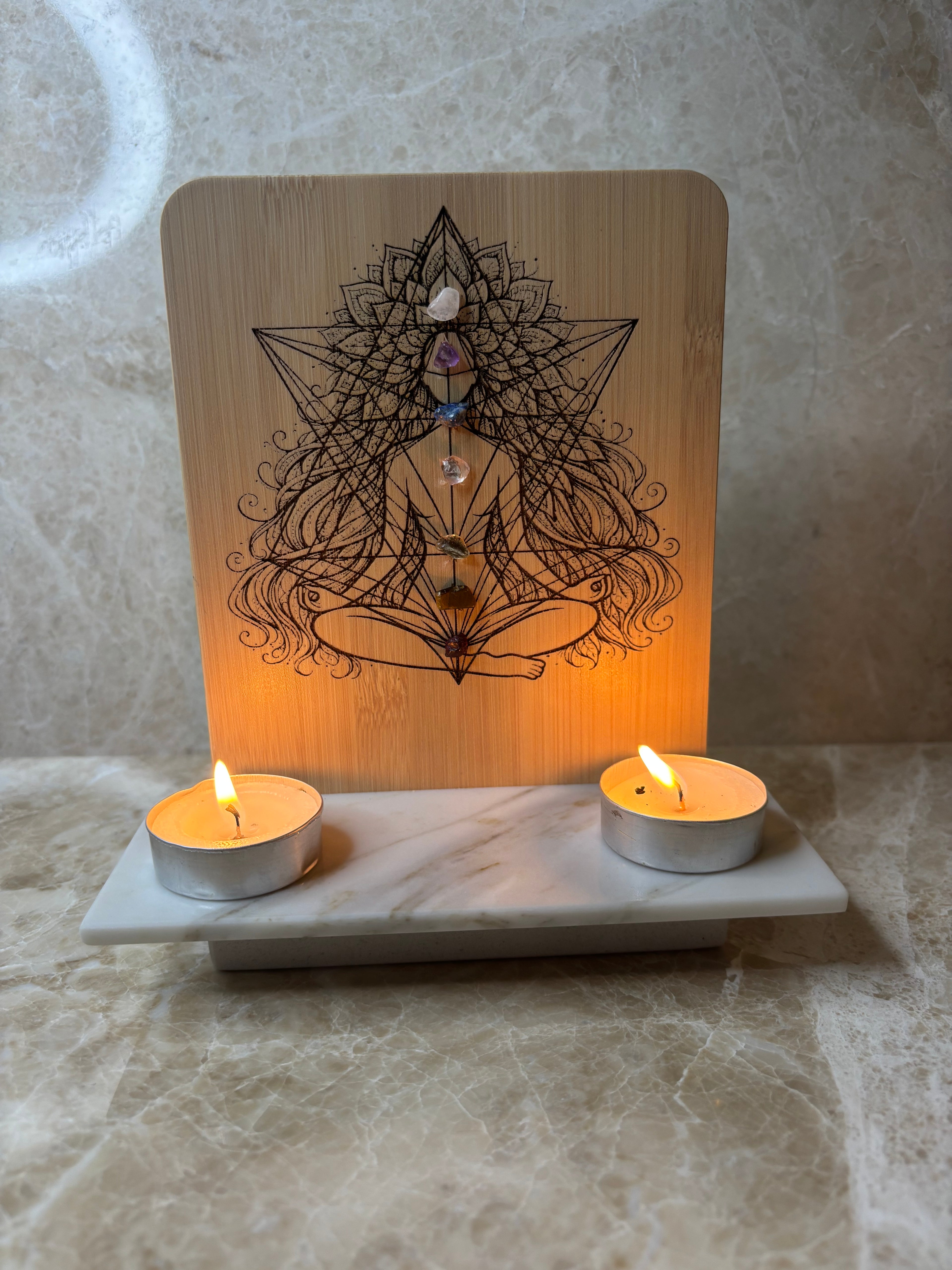Chakra Altar Decor – 7 Chakra Crystal Display, Spiritual Meditation Altar, Energy Healing Decor UK