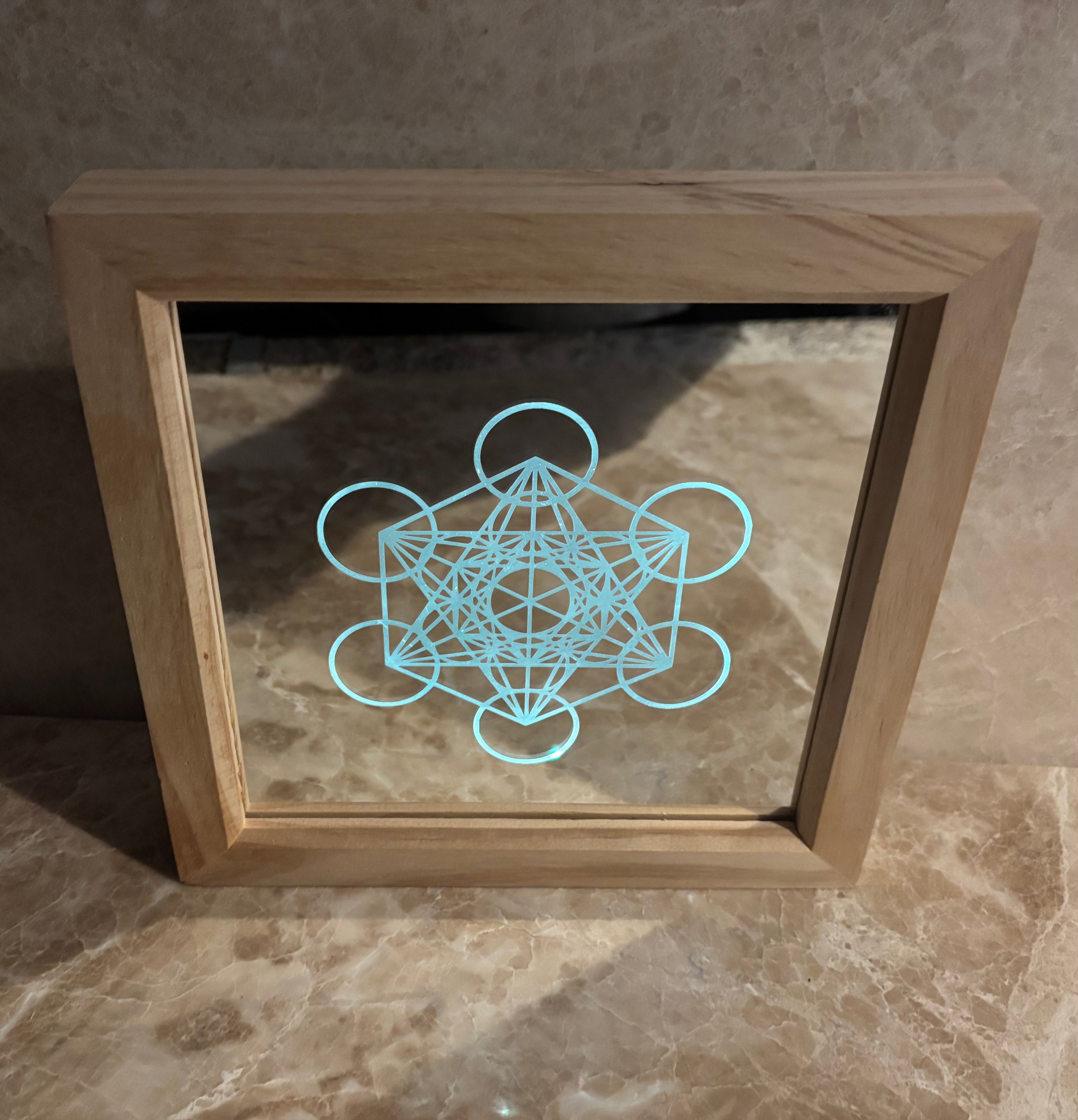 'Inner Light ' Sacred geometry mirror light frame.