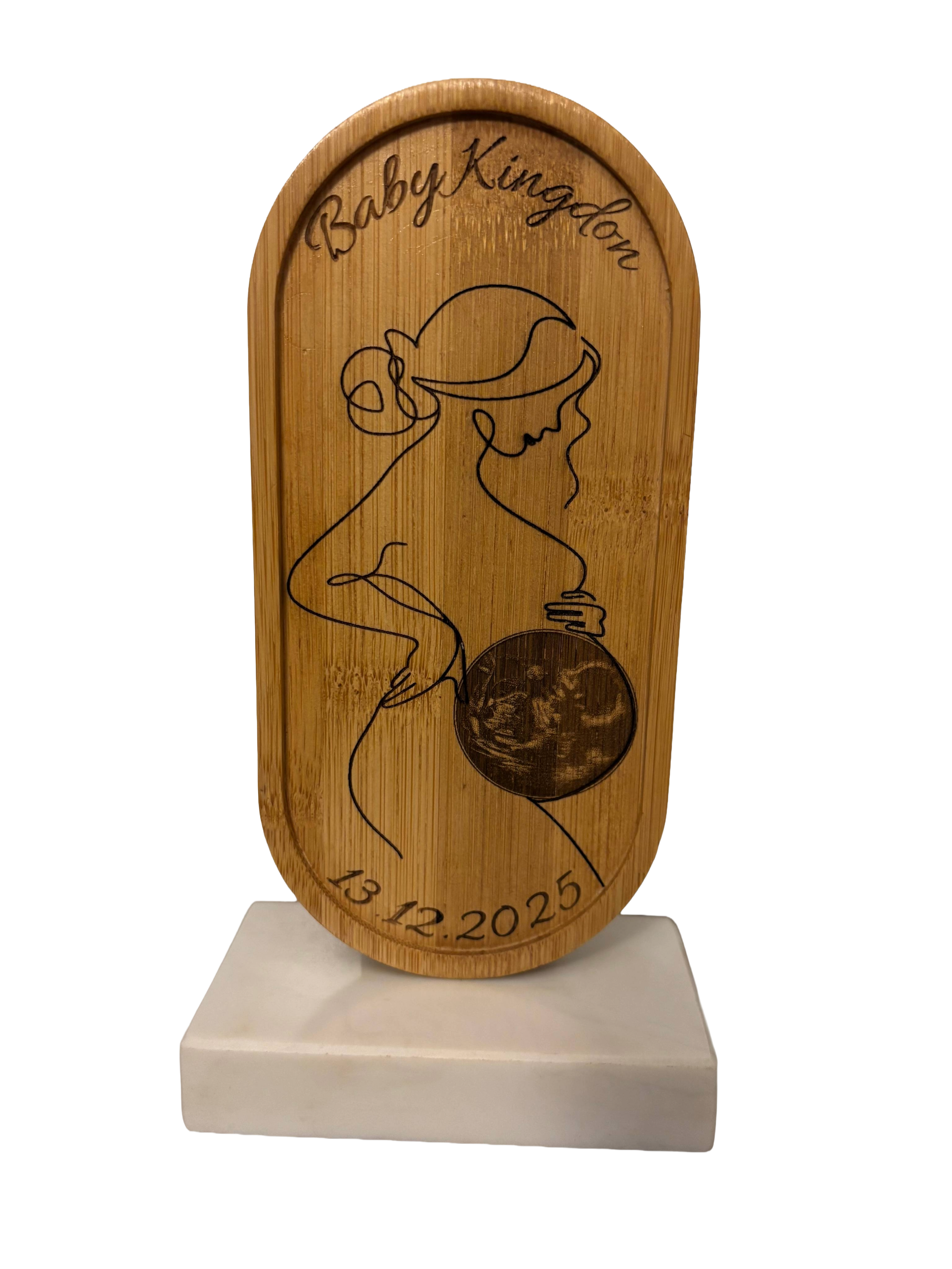 Personalised baby scan plaque and quartz stone stand