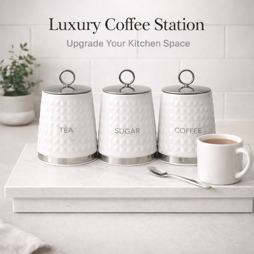 Quartz stone Tea, Coffee and sugar station.