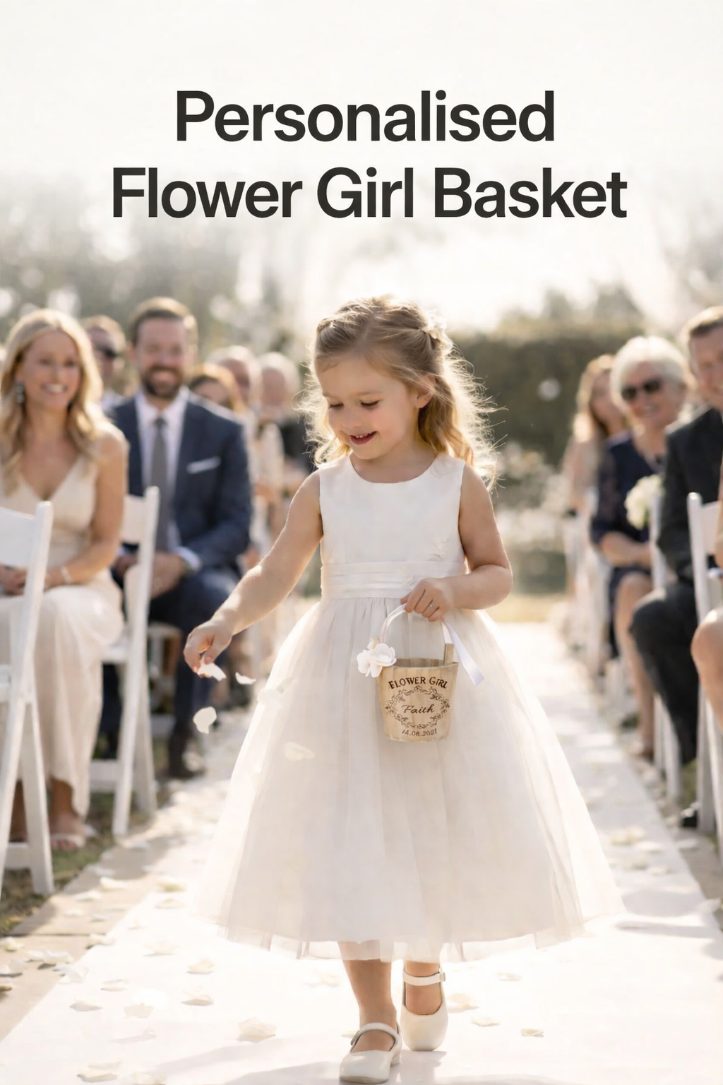 Personalised Flower Girl Basket – Engraved Wedding Basket with Name, Custom Bridal Party Gift UK
