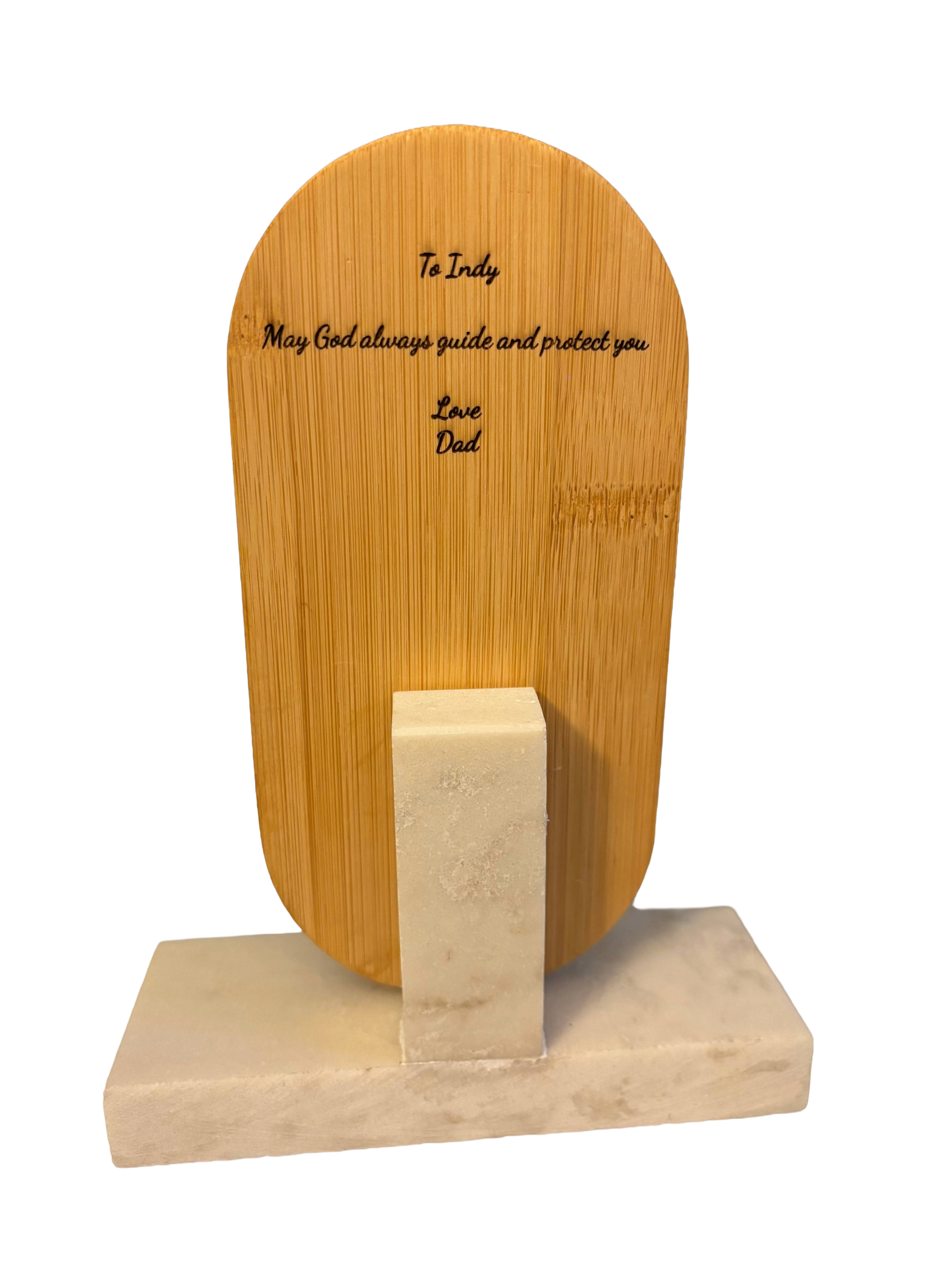 The Lords Prayer Plaque with Quartz stone base and custom engraving