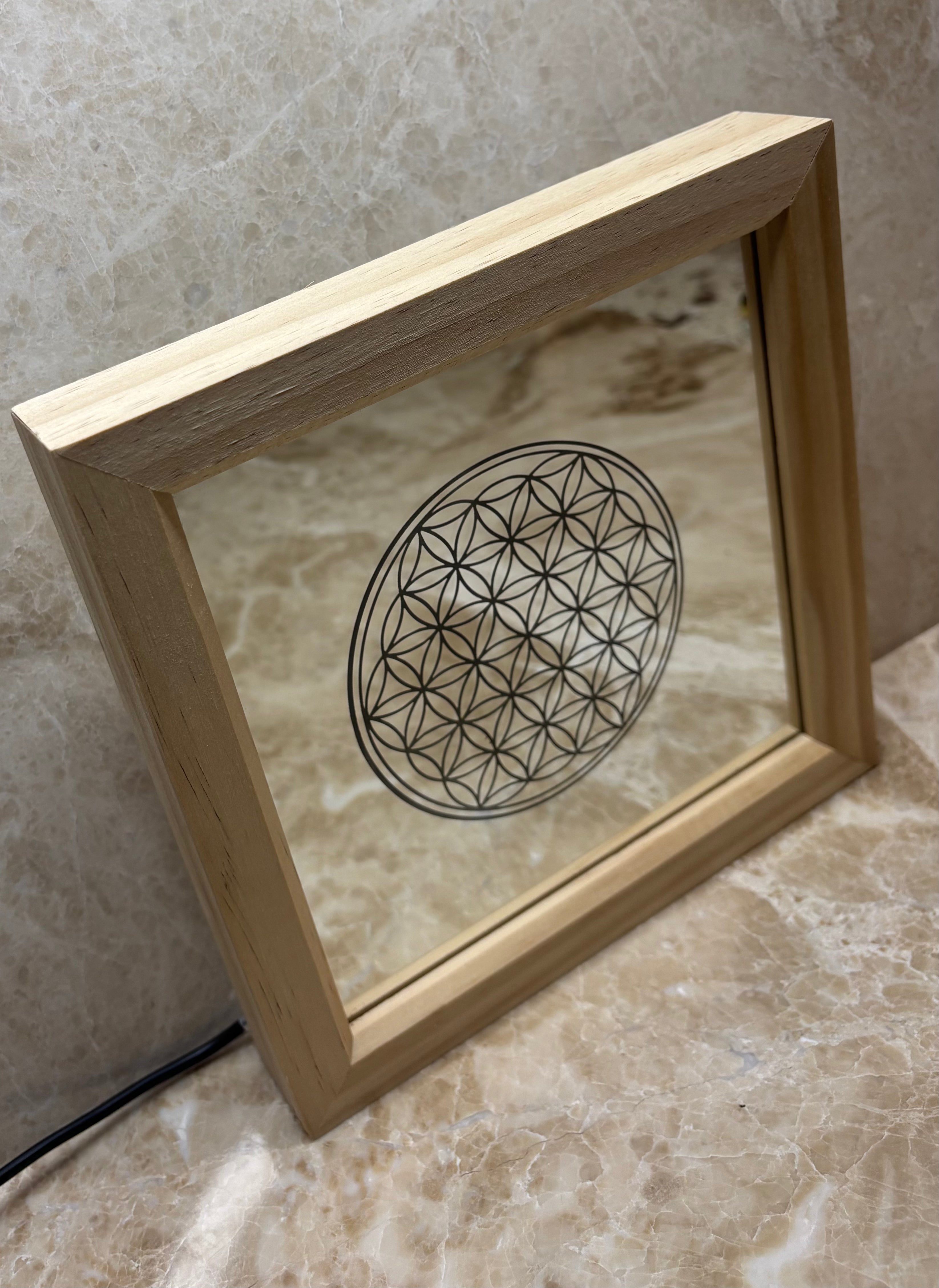 'Inner Light ' Sacred geometry mirror light frame.