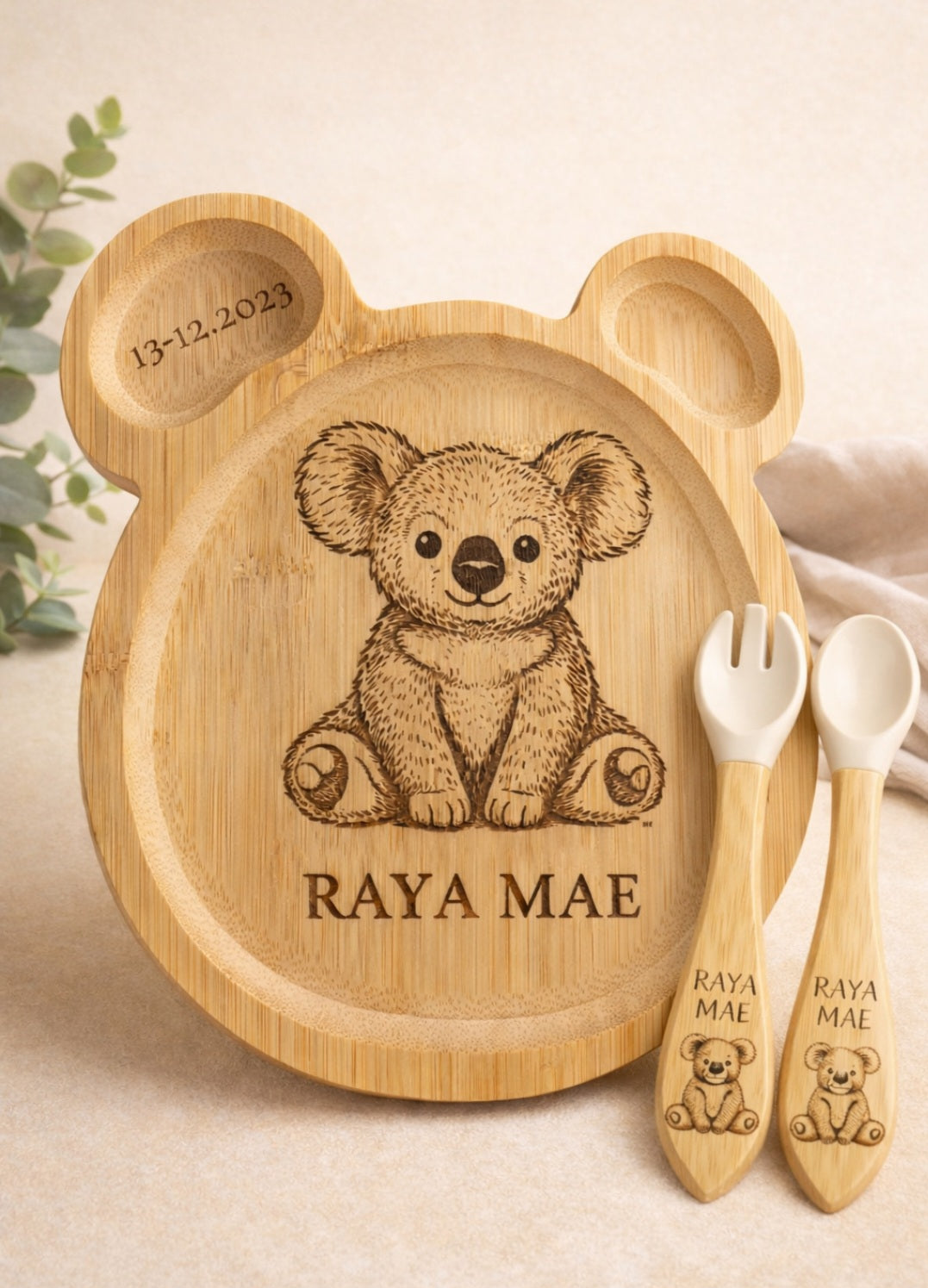 Personalised childrens plate and cutlery