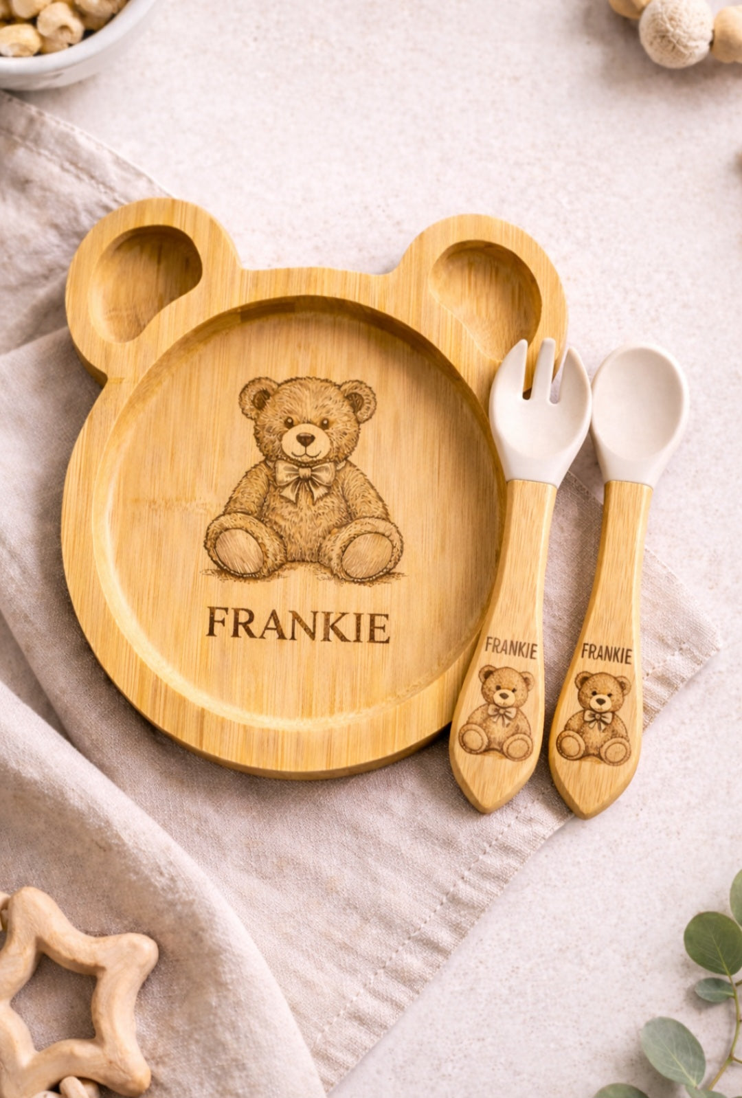Personalised childrens plate and cutlery