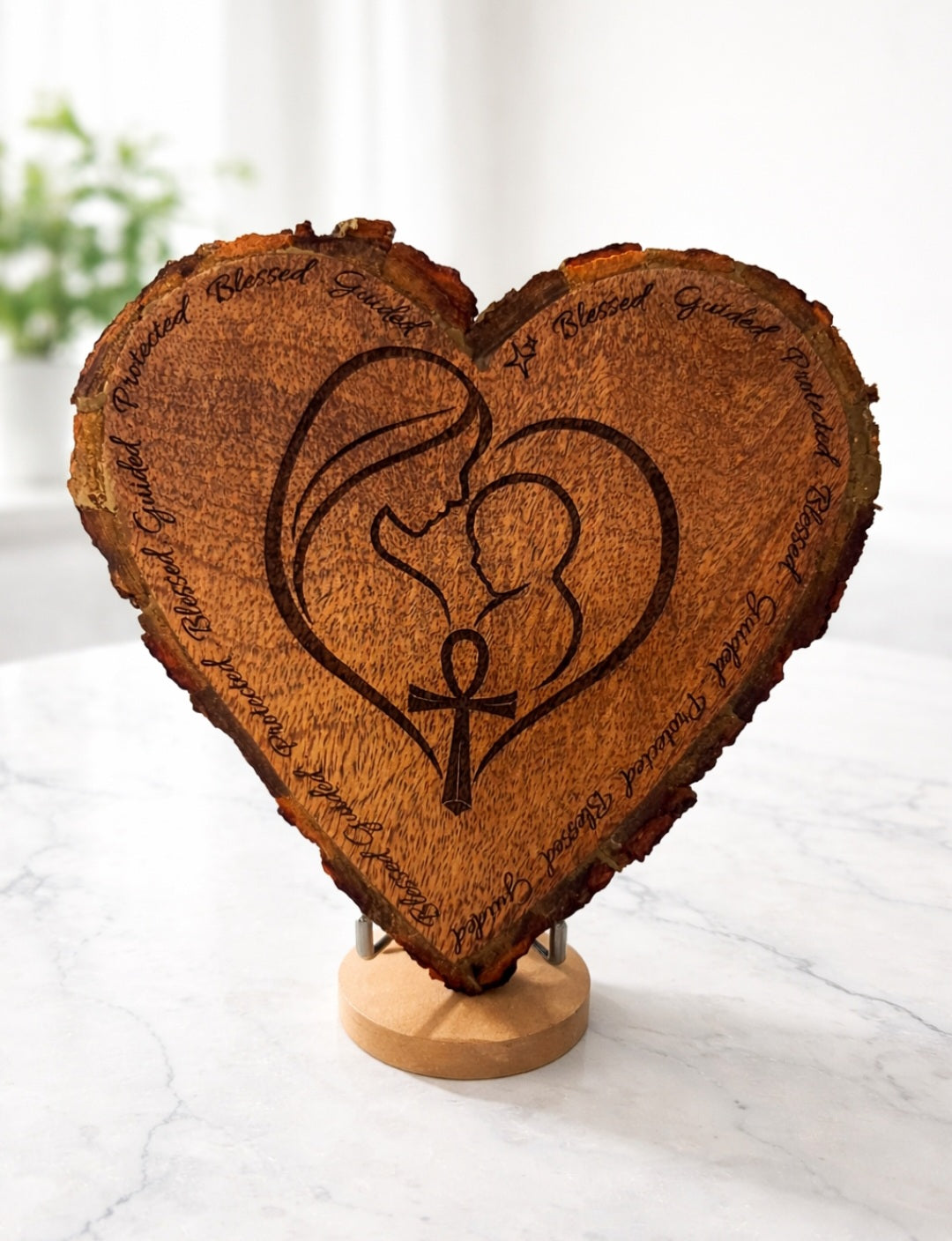 Rustic heart shaped family plaque