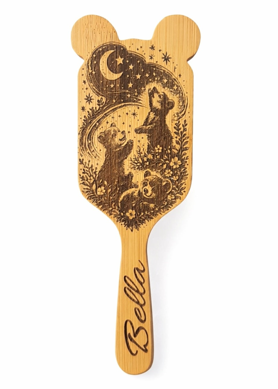 Personalised wooden enchanted bear brush