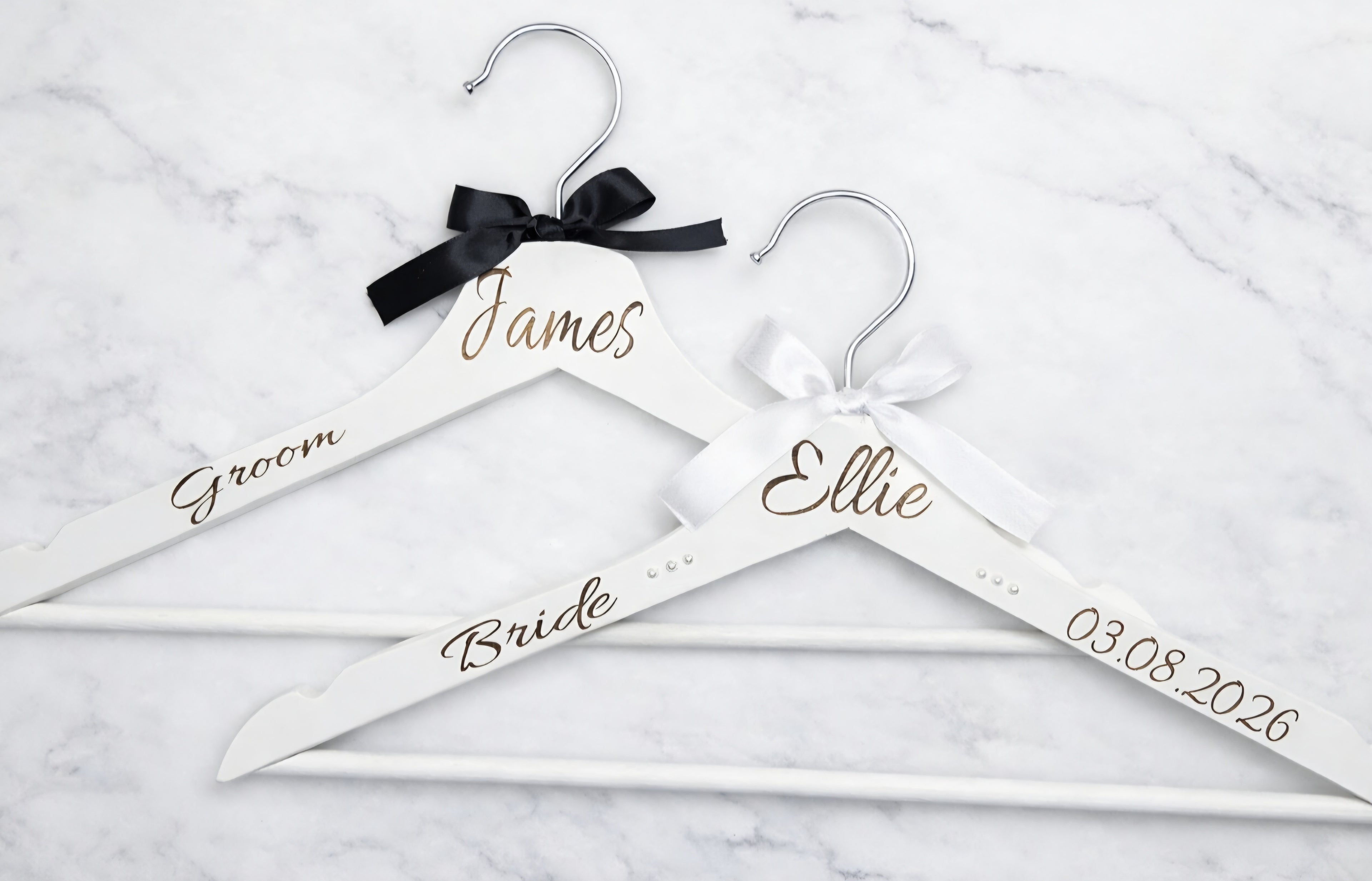 Personalised Wedding Hangers – Engraved Name Hangers for Bride, Groom, Bridesmaid & Wedding Party UK