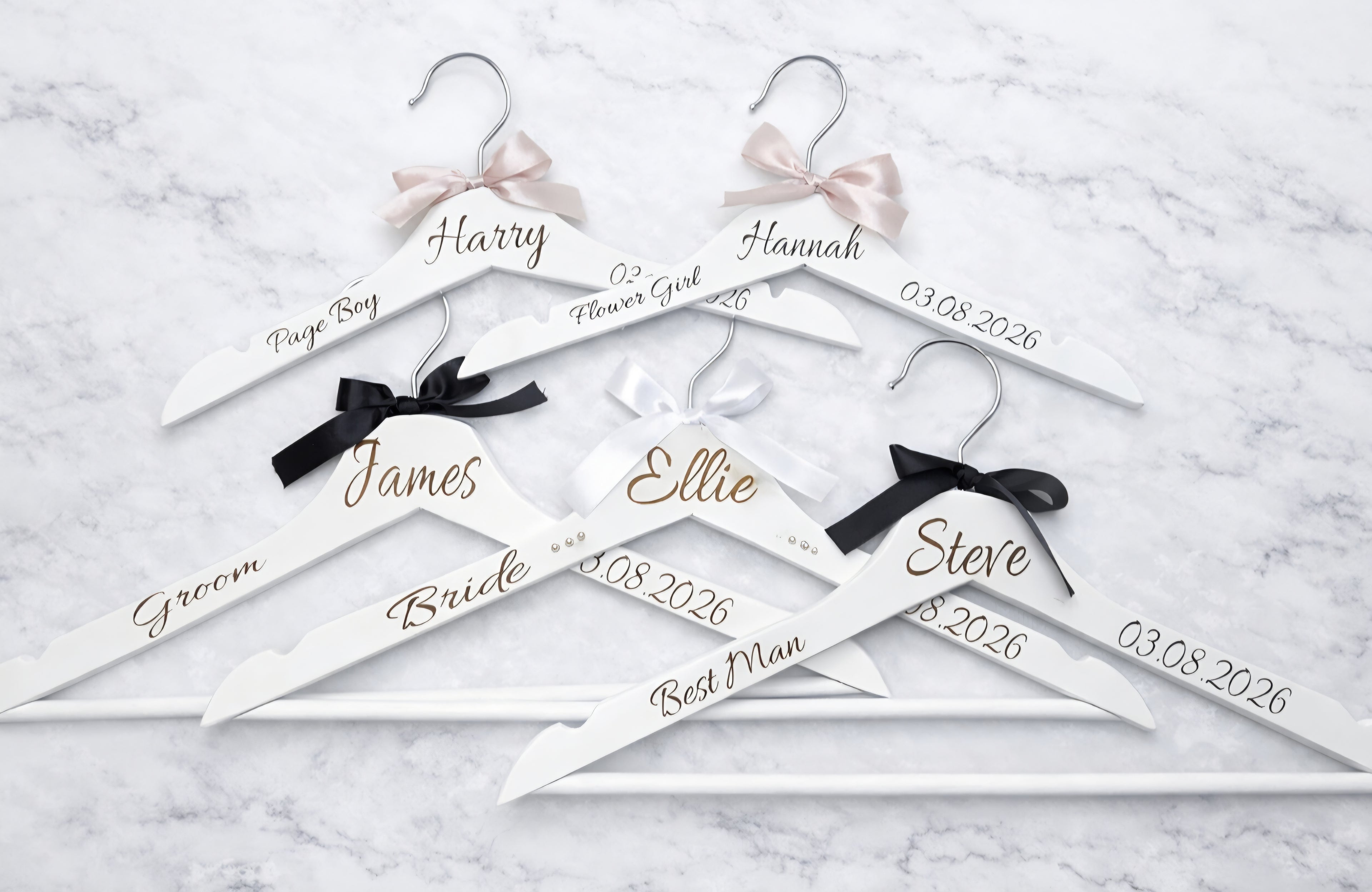 Personalised Wedding Hangers – Engraved Name Hangers for Bride, Groom, Bridesmaid & Wedding Party UK