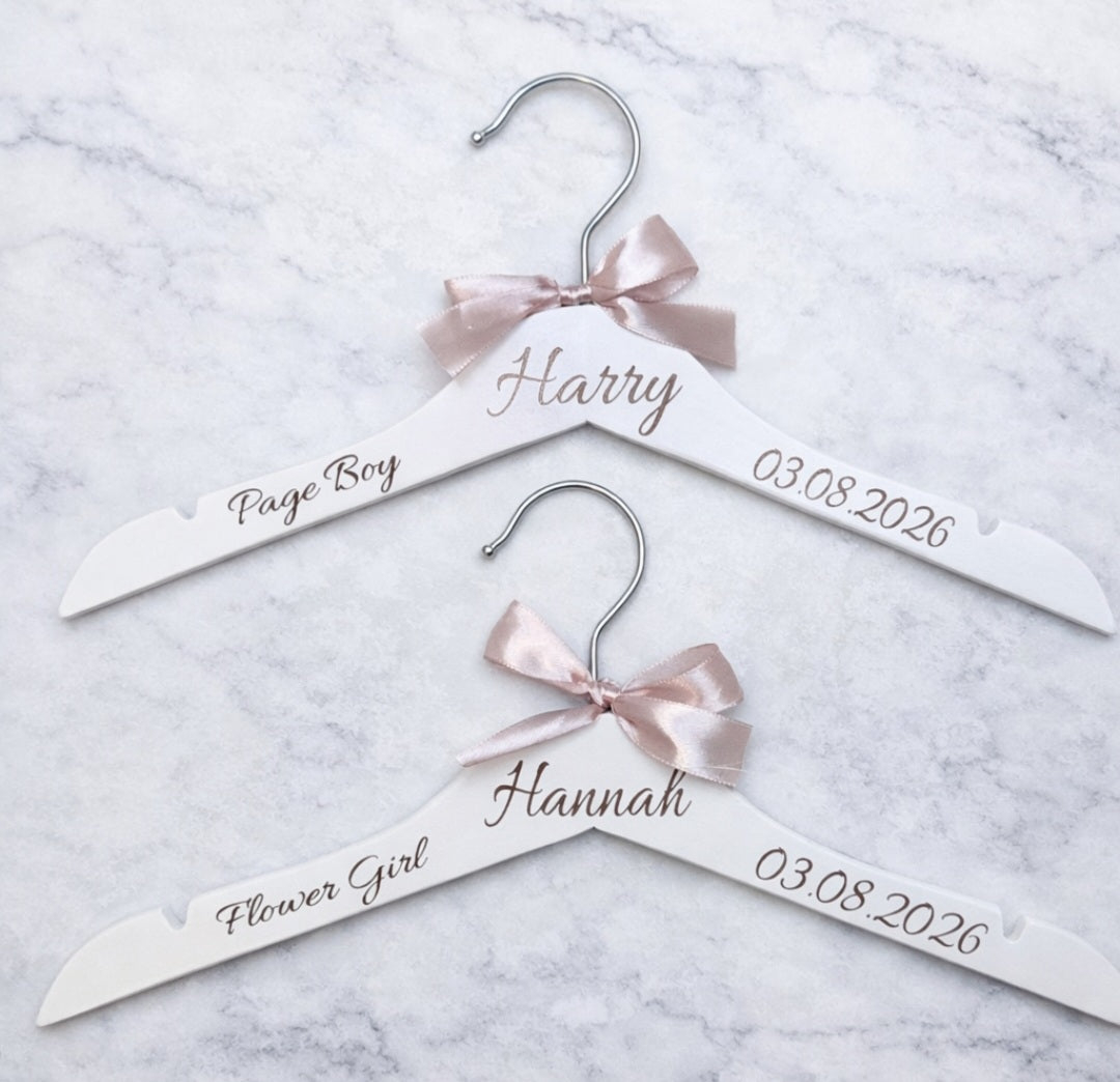 Personalised Wedding Hangers – Engraved Name Hangers for Bride, Groom, Bridesmaid & Wedding Party UK