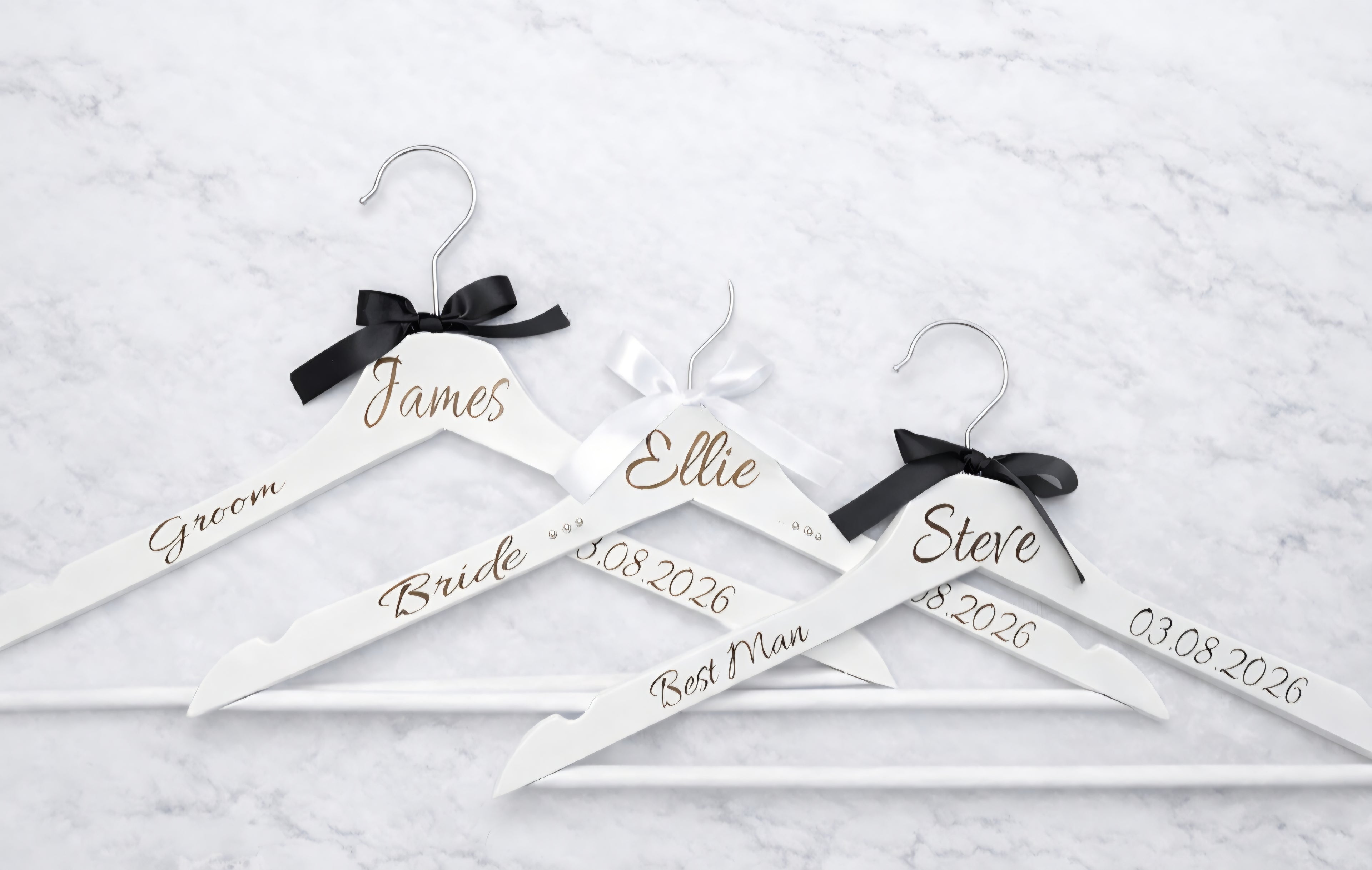 Personalised Wedding Hangers – Engraved Name Hangers for Bride, Groom, Bridesmaid & Wedding Party UK