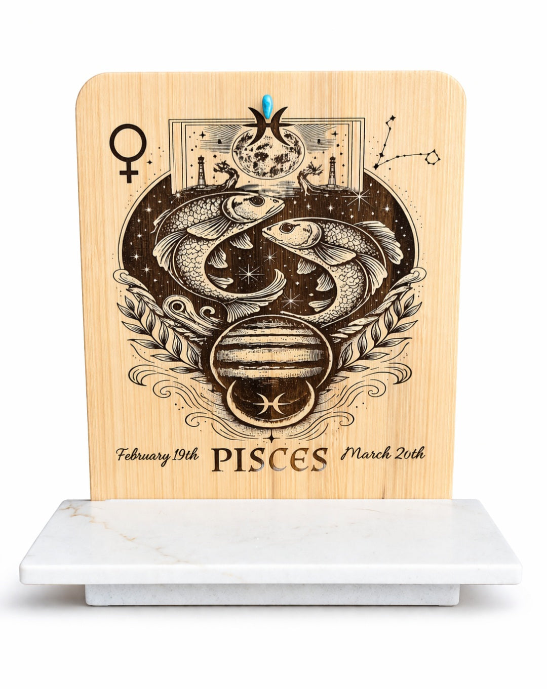 Pisces Zodiac Altar Decor – Engraved Star Sign Plaque, Astrology Gift for Pisces, Spiritual Home Decor UK