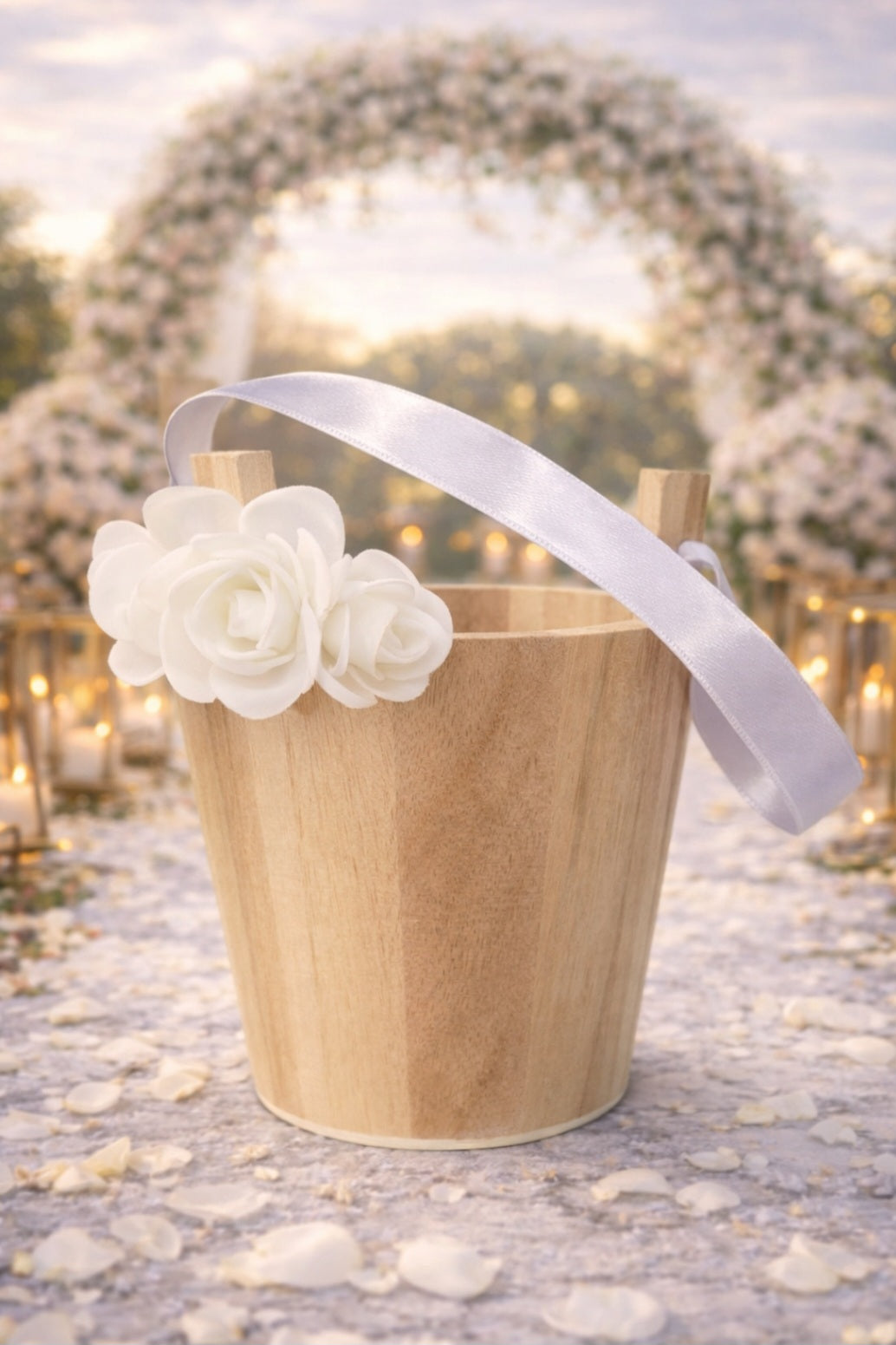 Personalised Flower Girl Basket – Engraved Wedding Basket with Name, Custom Bridal Party Gift UK