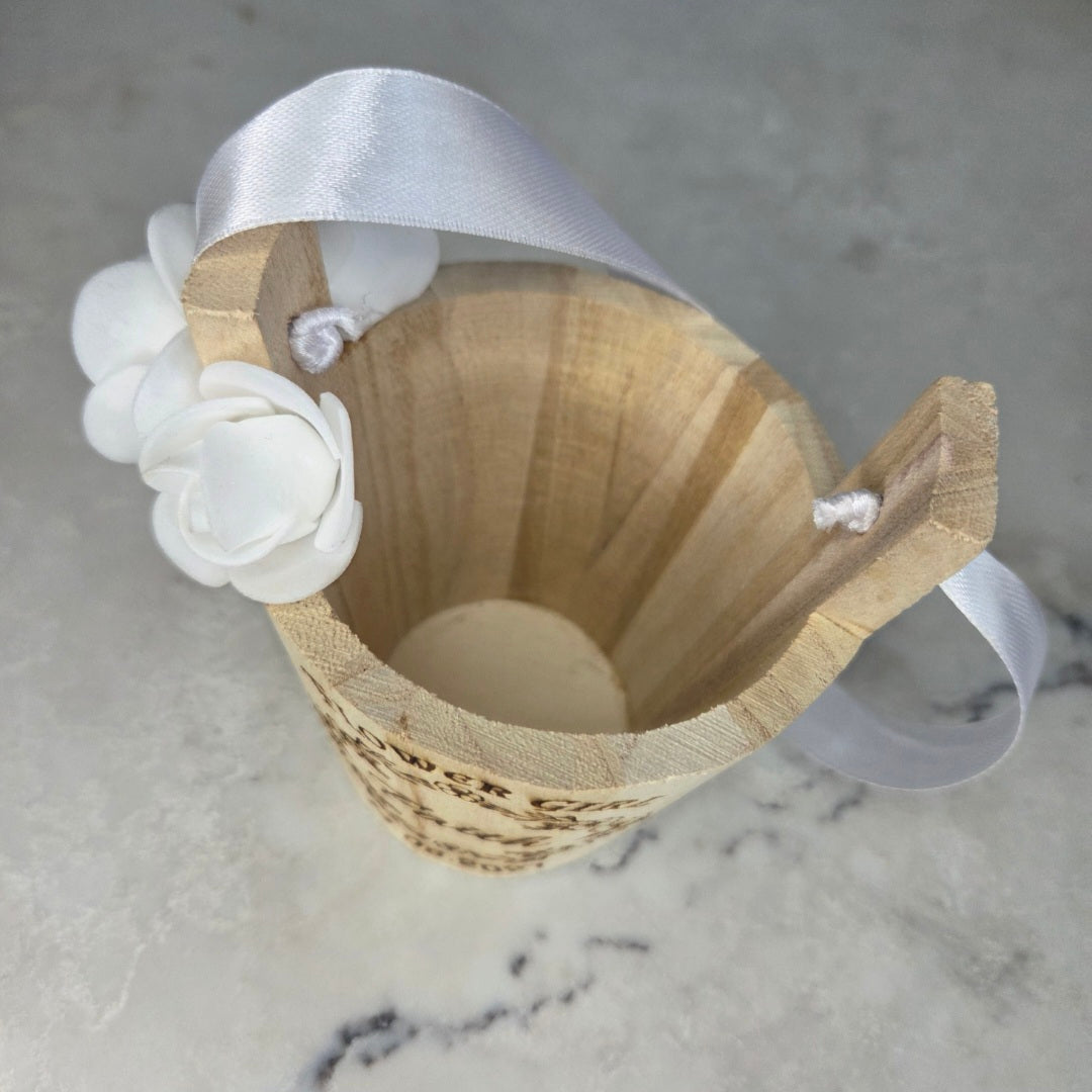 Personalised Flower Girl Basket – Engraved Wedding Basket with Name, Custom Bridal Party Gift UK
