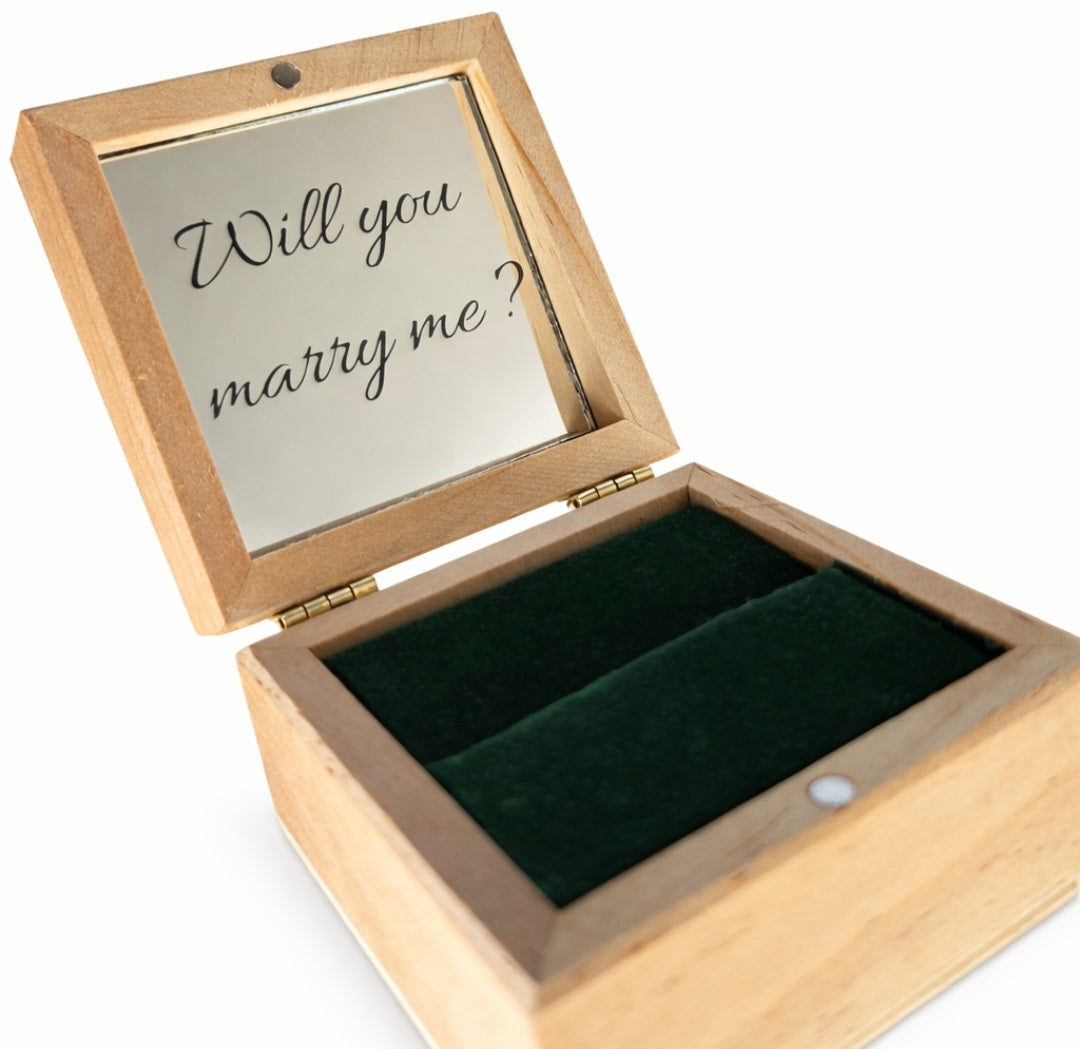 Personalised Proposal Box, Engraved Ring Box, Wooden Engagement Box, Will You Marry Me Box, Custom Wedding Proposal