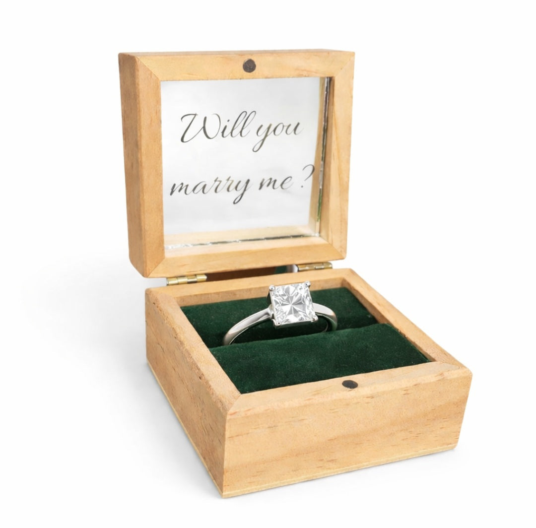 Personalised Proposal Box, Engraved Ring Box, Wooden Engagement Box, Will You Marry Me Box, Custom Wedding Proposal