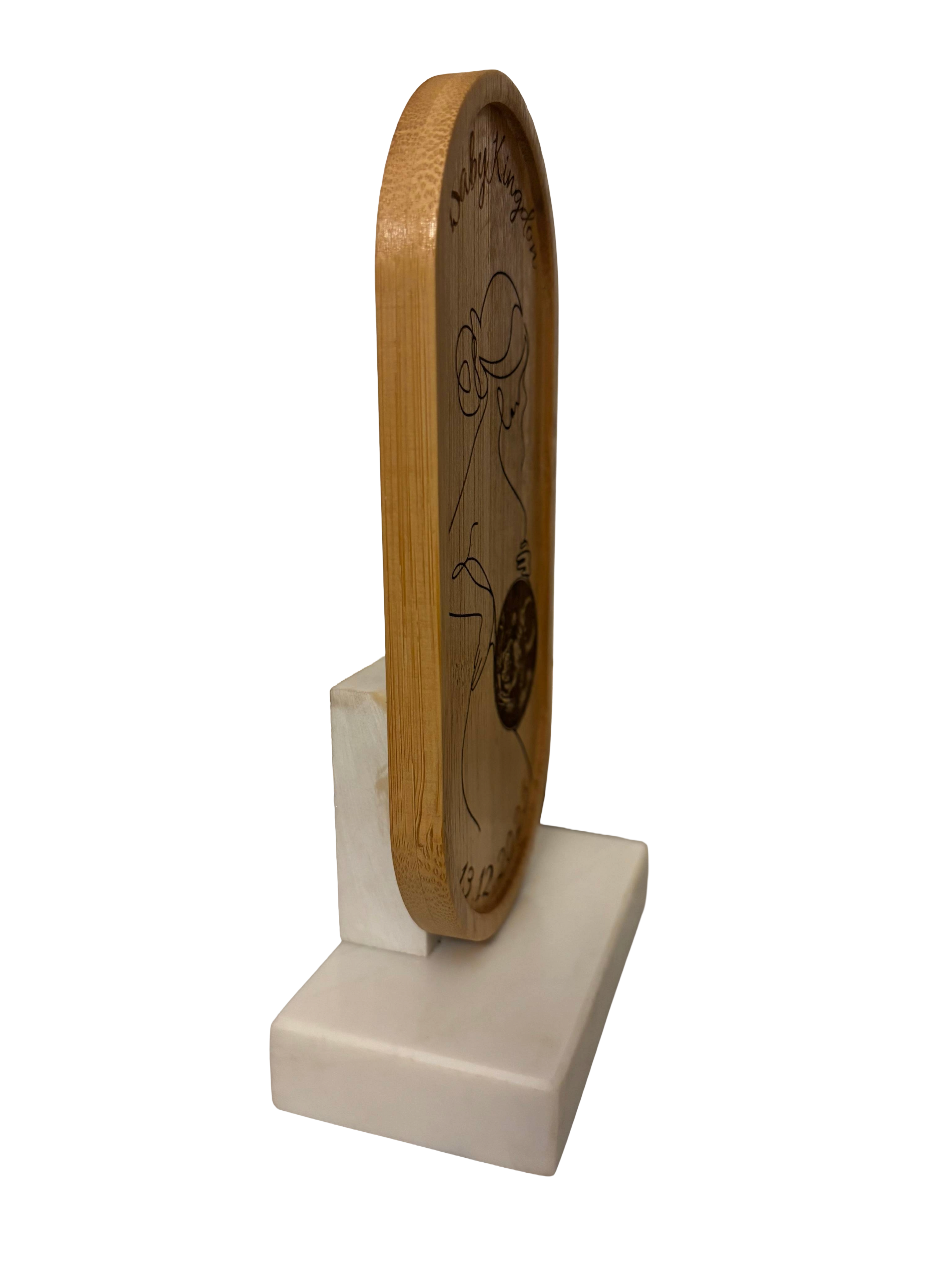 Personalised baby scan plaque and quartz stone stand