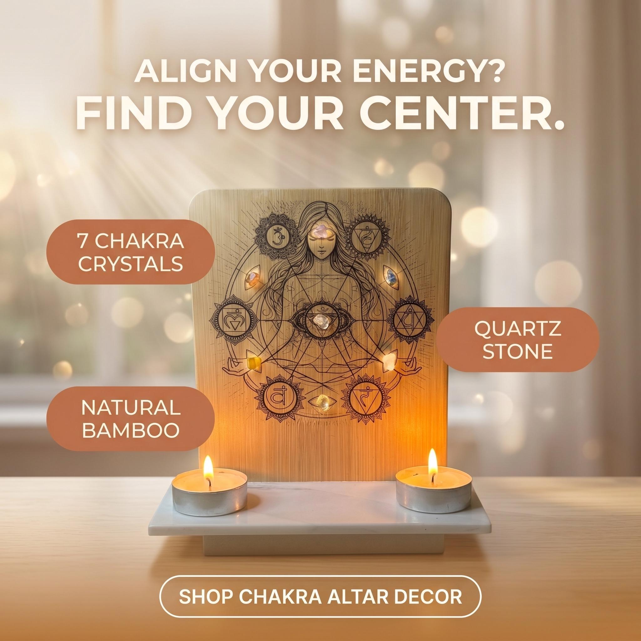 Chakra Altar Decor – 7 Chakra Crystal Display, Spiritual Meditation Altar, Energy Healing Decor UK